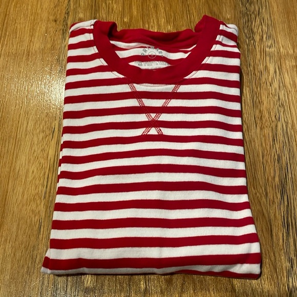 Grown-ups Organic Long Sleeve PJ Top, Candy Cane Stripes (Unisex Fit) - Picture 1 of 3